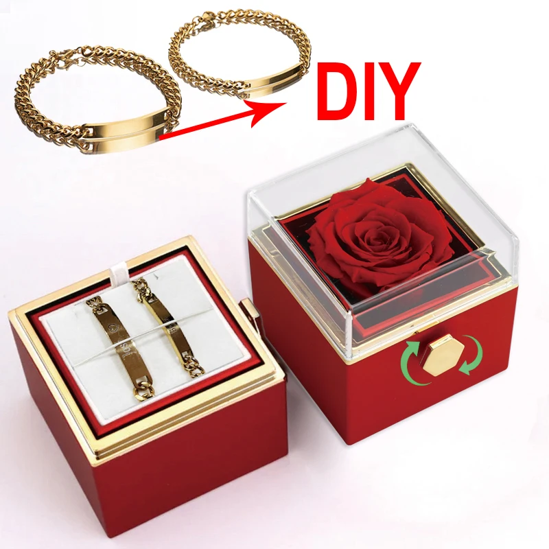 Колье с гравировкой на заказ поворотное ожерелье в коробке цветком подарок для