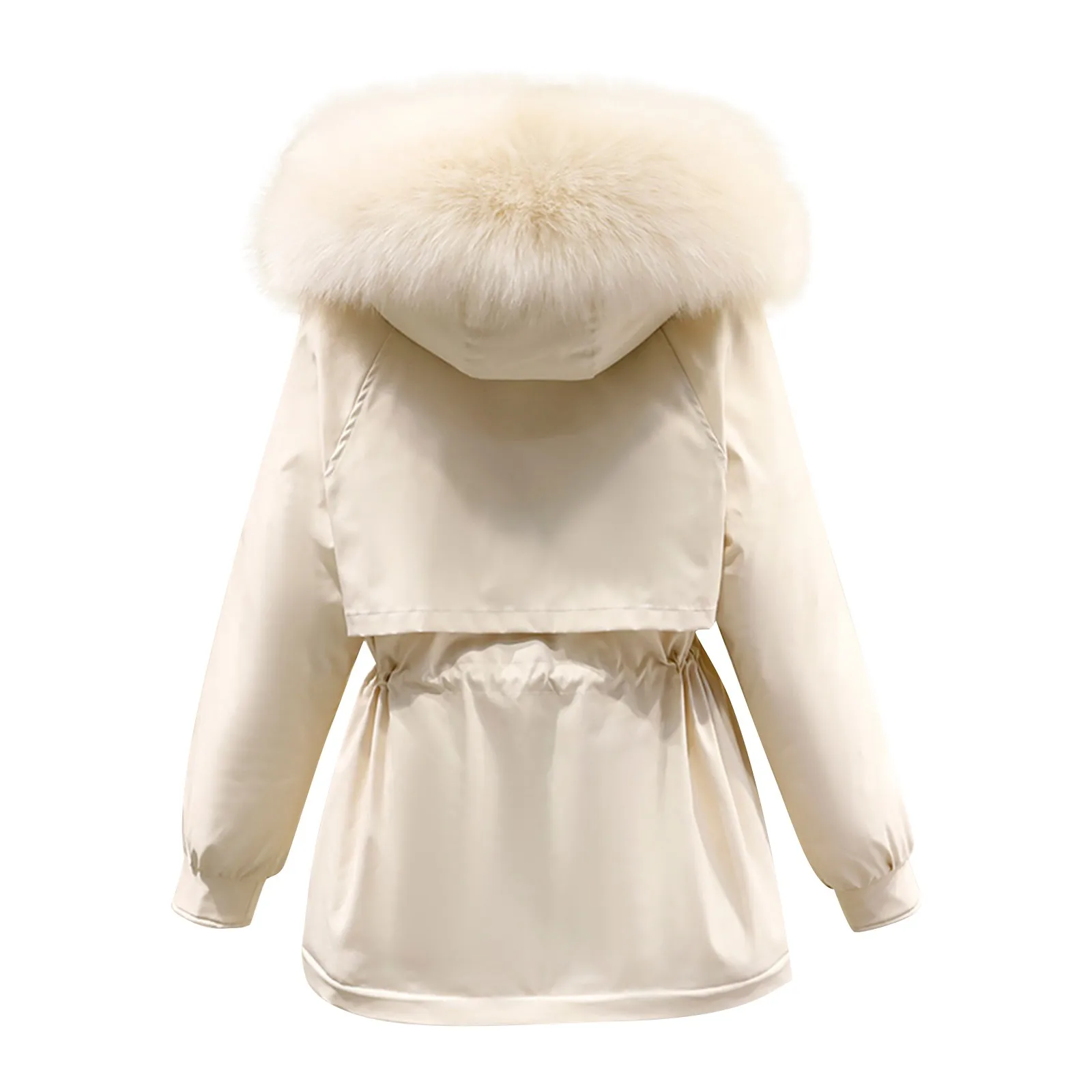 Women Daily Winter Parka Coat Thicken Hooded Warm Jacket Parka Lapel Collar Long Sleeve Vintage Coat Thick Padded Outerwear