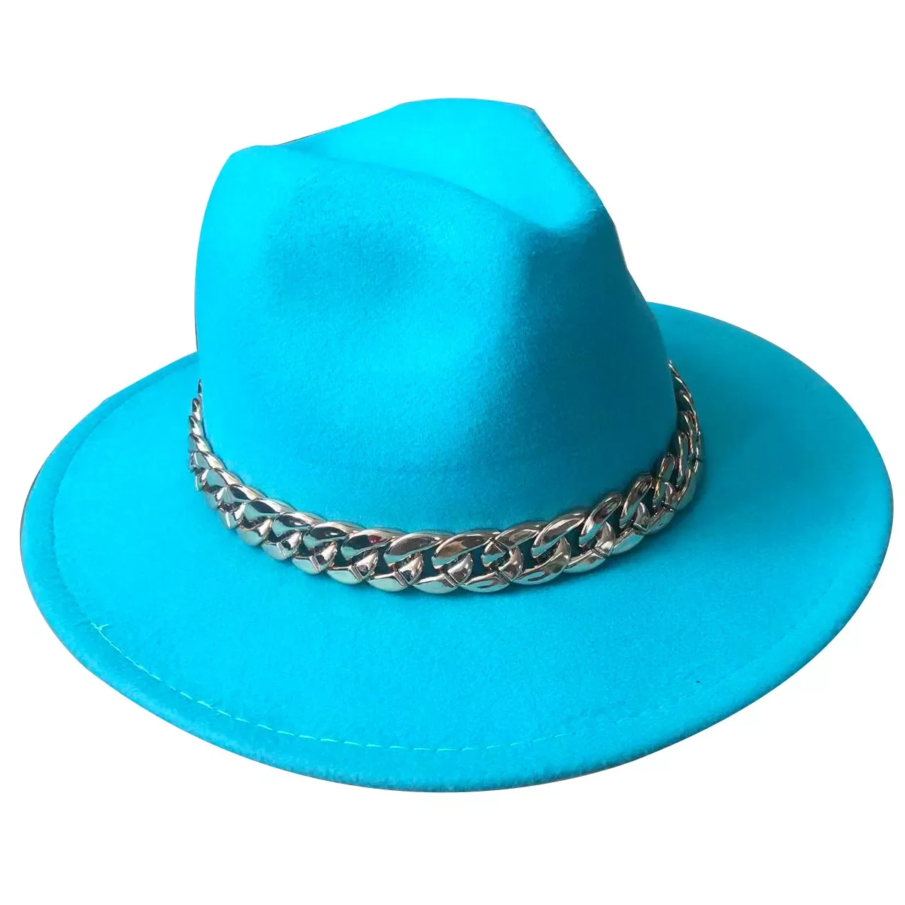 

Fedora wholesale ladies jazz hat autumn and winter British style thin chain retro top hat ladies felt gentleman шляпа женская