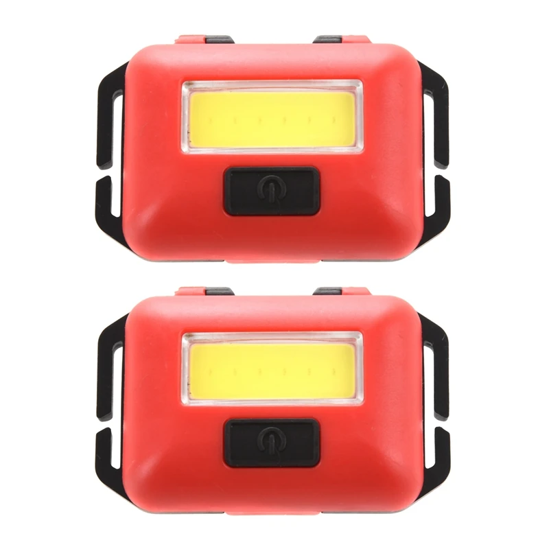 

2X Cob LED Mini Head Light Lamp Headlight 3 Modes Rainproof Head Torch Flashlight Head For Outdoor Camping Fishing Red