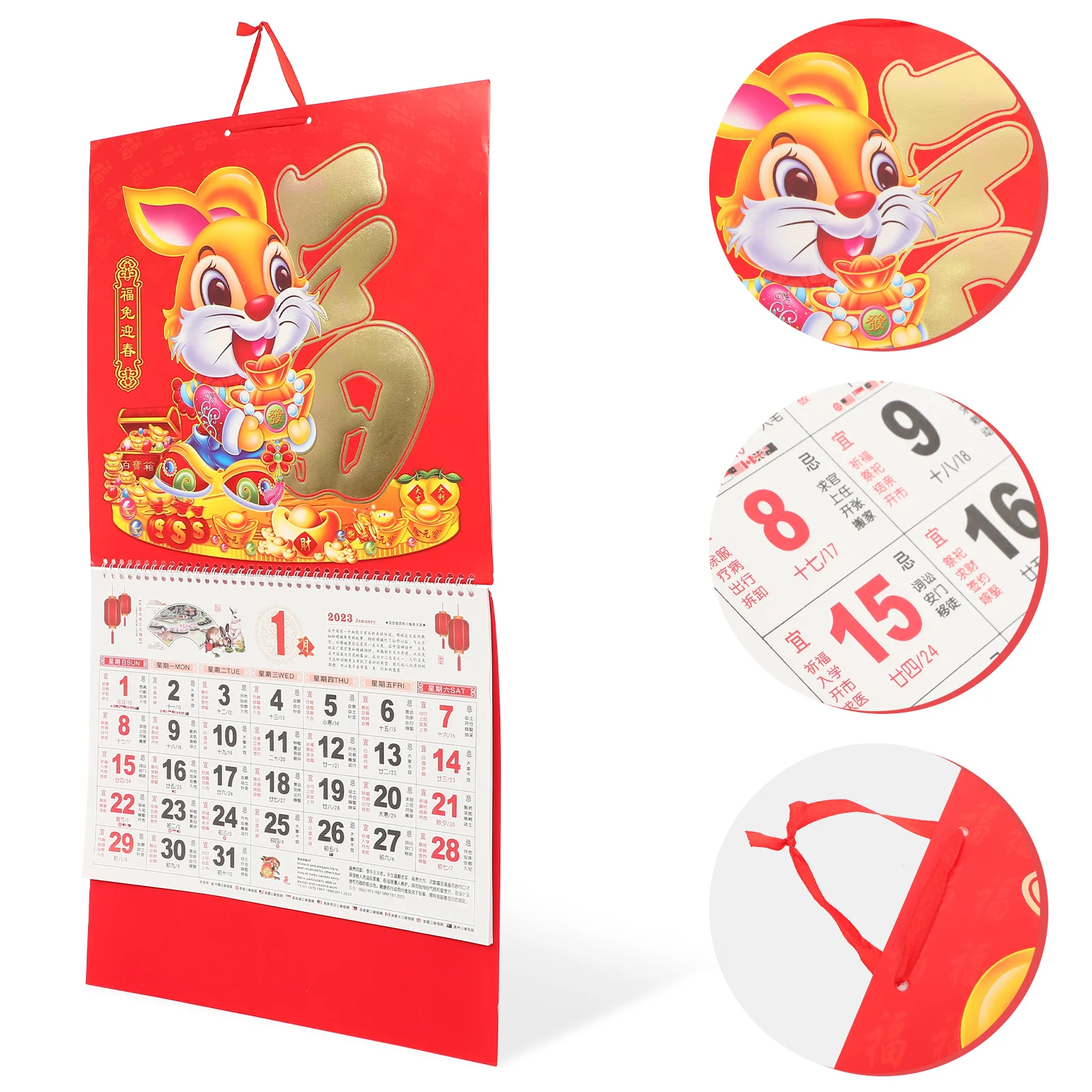 

Календарь на китайский год, настенный лунный кролик, новый подвесной ежемесячный планировщик, традиционный ежедневный офис, страница на де...