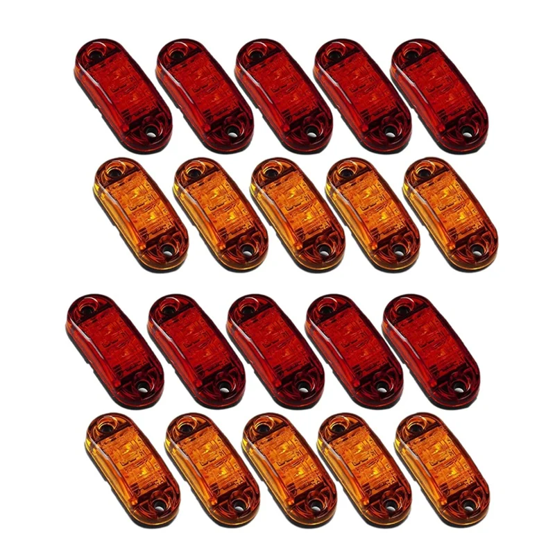 

10x желтый + 10X светодиодный светодиод для автомобиля грузовика прицепа RV Овальный 2,5 дюйма бокосветильник габаритный фонарь