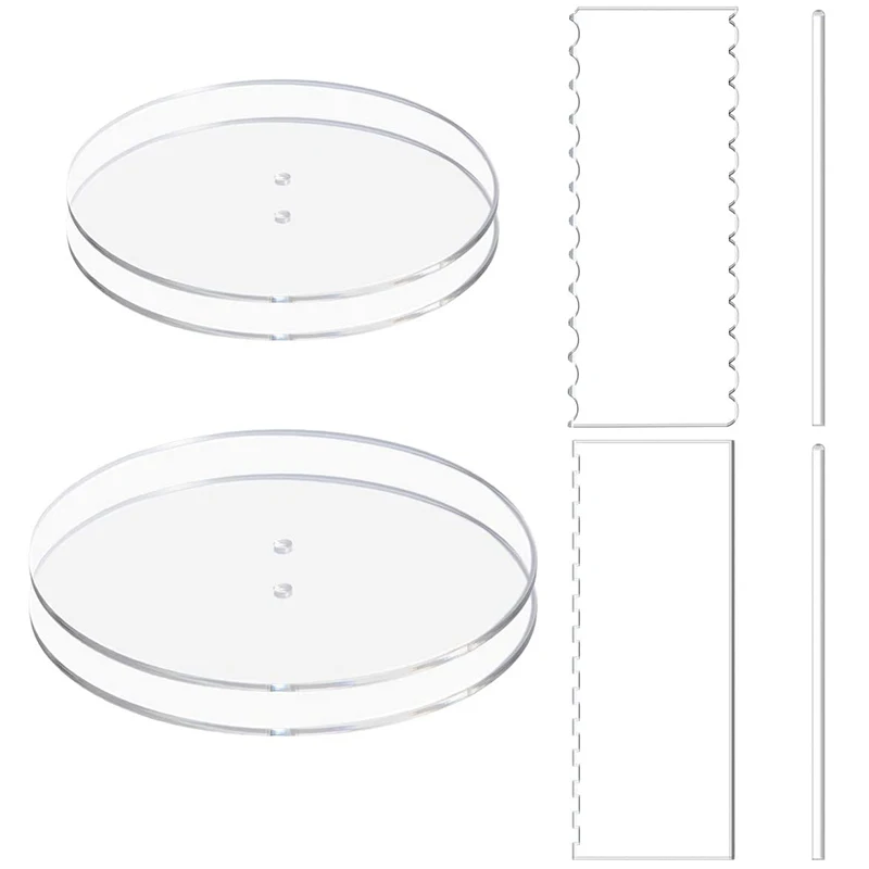 

Acrylic Cake Disc,Round Acrylic Cake Disc Set With Square Smoother Scraper For Serving Bake Goods And Art Craft Project