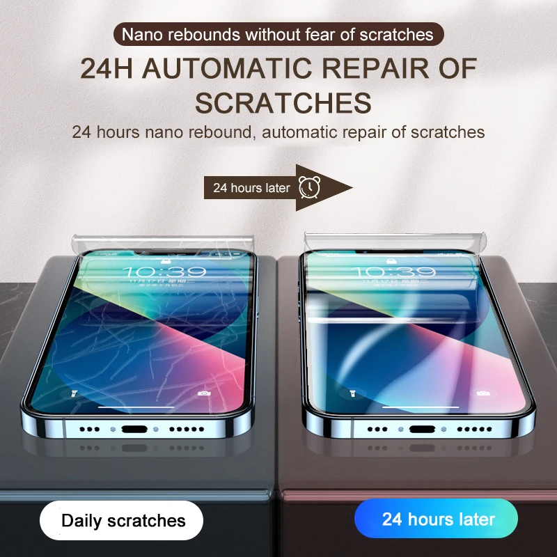 Фото Гидрогелевая пленка 4 шт., полное покрытие для iPhone 11 12 13 14 Pro Max Mini, Защита экрана для iPhone 14 11 8 7 6 Plus X XR XS MAX, пленка №4