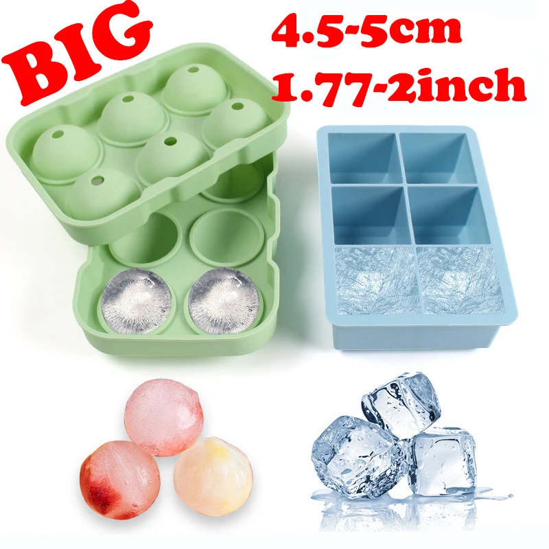 

Big Whiskey Ice Mold Silicone Ice Cube Trays Maker Moulds for Cocktails Brandy Bourbon Large Square Round Ice Ball Tray with Lid