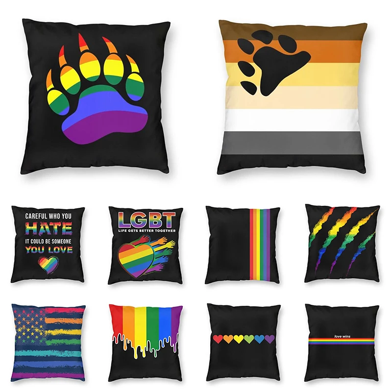 2022 наволочка с радужными медвежьими лапами и ЛГБТ-принтом радужным флагом для
