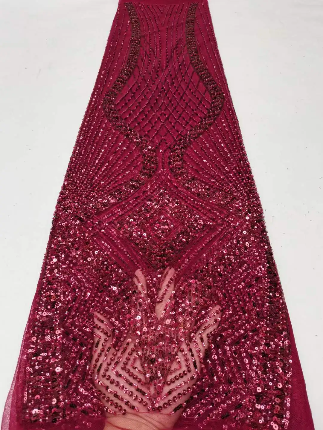 

Роскошная африканская кружевная ткань с блестками 2023, Высококачественная вышивка ручной работы, кружевная ткань с бусинами для невесты 5 ярдов TC200Y