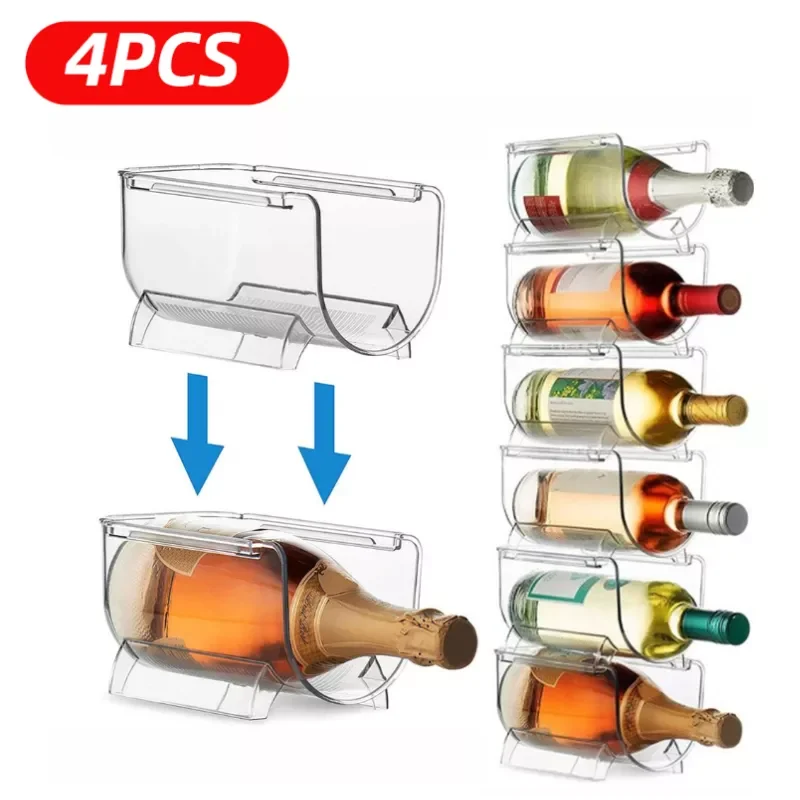 

Stackable Wine Rack Refrigerator Organizer Universal Bottle Holder Water Bottle Organizer Champagne storage box