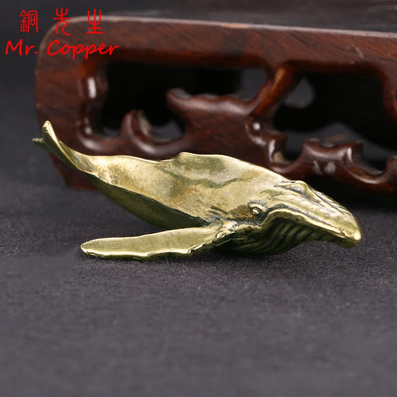 Solid Brass Whale Figurines Vintage Sea Animal Small Statue Desktop Ornaments Office Decorations Crafts Accessories Child Gifts
