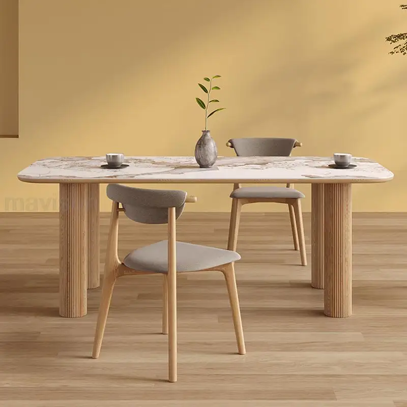 

Japanese Creative Design Wood Kitchen Large Apartment Advanced Rock Office Board Dining Table Mueblesa Apartment Furniture WXHYH