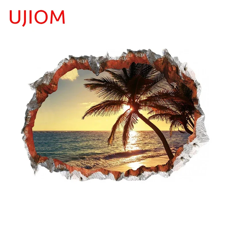 Наклейки на стену UJIOM 13 см х 9 1 Пляжный Пейзаж солнце декоративные наклейки с