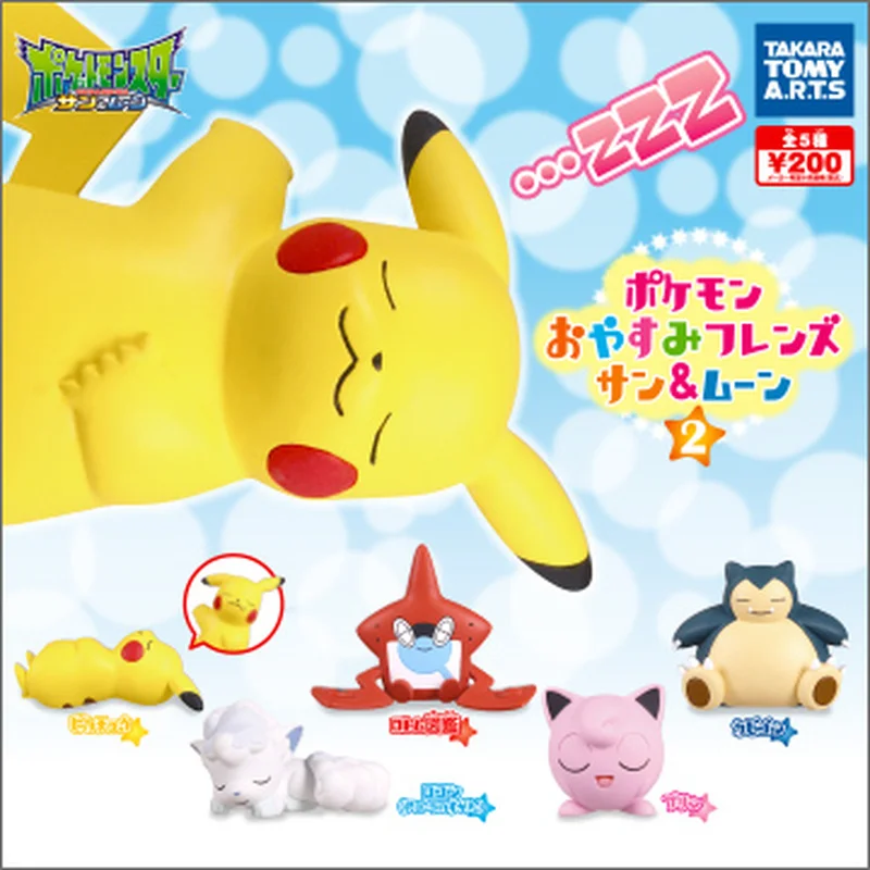 

TAKARA TOMY Pokemon Figures Capsule Toy Pikachu Snorlax Jigglypuff Anime Action Figurine Cute Kawaii Gashapon Sleep Model