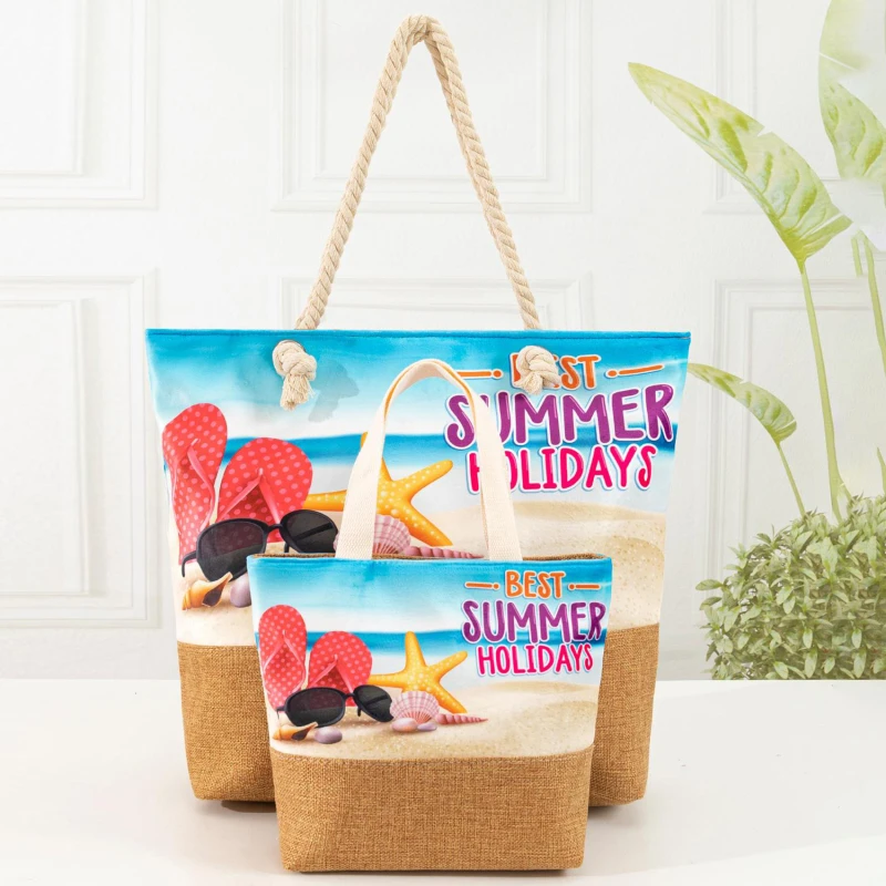 

Тропическая пляжная сумка-тоут для женщин, комплект из 2 предметов, вместительная сумка на плечо, летняя повседневная дорожная Сумочка для хранения, праздничная сумка для отпуска