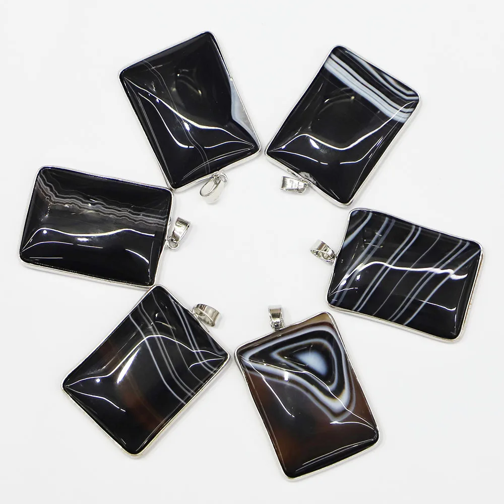 

Sell Natural Stone Rectangle Black Onyx Cabochon Exquisite Necklace Pendant Jewelry Gift Accessorie Wholesale 5Pcs Free Shipping