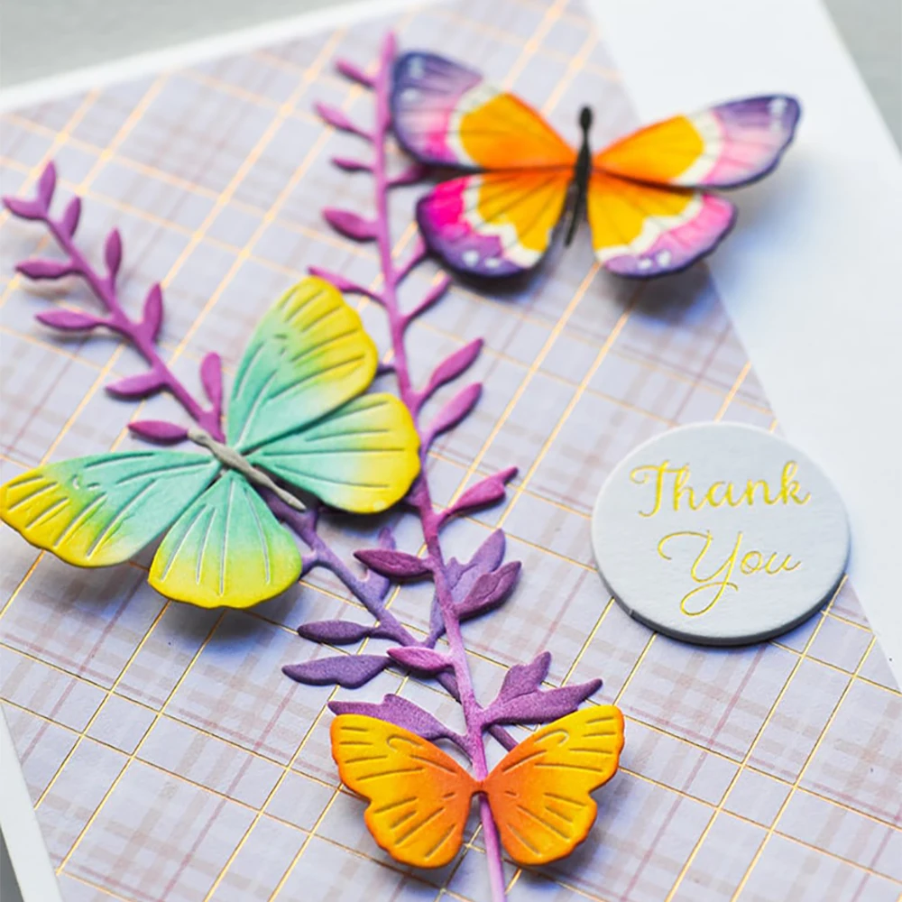 Весенний цветочный стебель цветы листья бабочка металлические штампы сделай сам