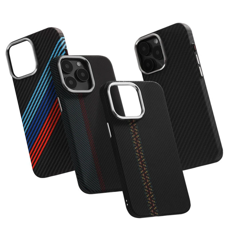 Чехол для Iphone 16 15 14 13 12 pro ультратонкий магнитный кевларовый саржевый узор из