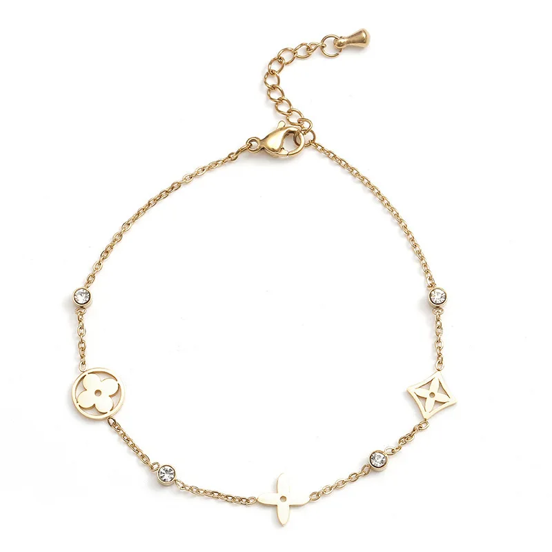 Новинка 2022 модный браслет-цепочка из нержавеющей стали с четырьмя листьями и