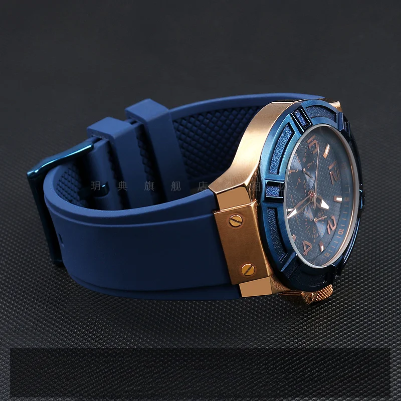 For Guess W0247g3 W0040g3 W0040g7 Soft Silicone Men Women Waterproof Comfortable Sport Special Convex Interface 22mm Watch Strap