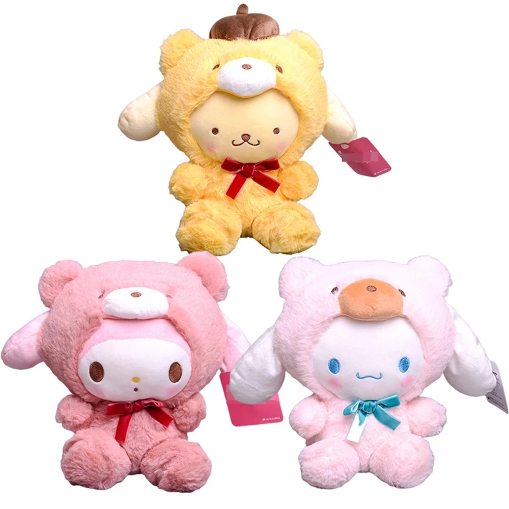 

Anime Plush Toys Sanrio Kuromi My Melody Cinnamoroll Cos Teddy Bear Kawaii Cute Doll Room Decor Toys for Girls Gift