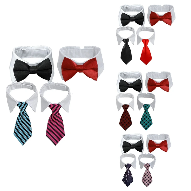 

4 Pieces Pets Dog Cat Bowtie Pet Costume Adjustable Formal Necktie Collar For Cats Small Dogs Puppy