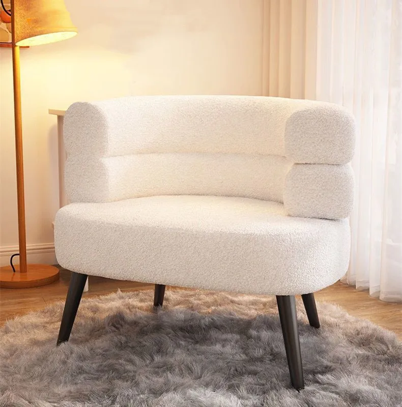

Nordic Light Luxury Lamb Fleece Lazy Sofa Chair Living Room Single Casual Back Chair Bedroom Dresser Chair Balcony Coffee Chair