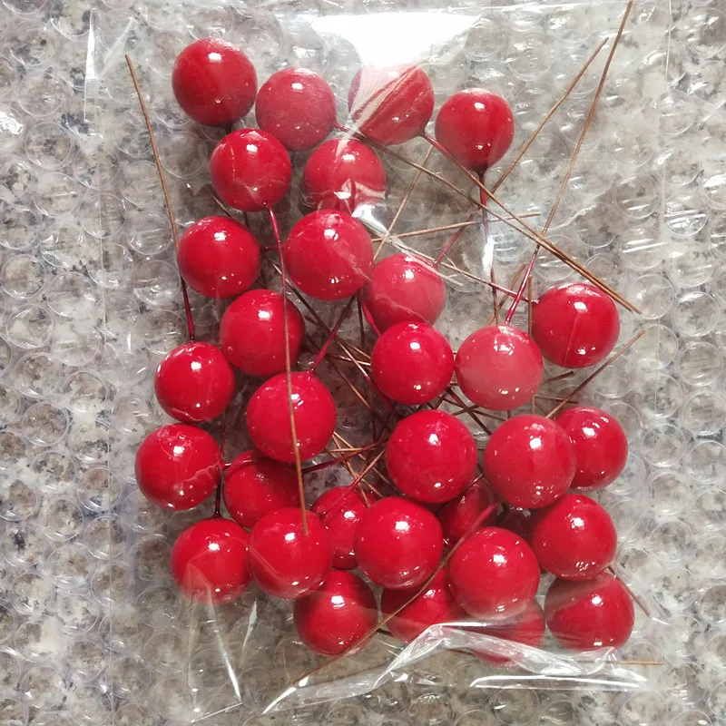 

100pcs/bag Christmas Small Red Berries Foam Artificial Fruits Xmas Tree Pendant Birthday Cake Ornaments Christmas Decoration