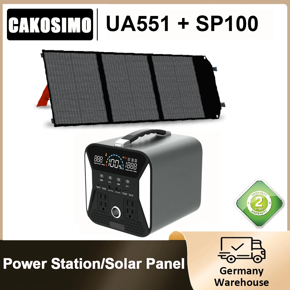 

Cakosimo 500W Power Station with Solar Panel Charging Station Solar Power Set Portable Charger Power Bank Outdoor Power Supply