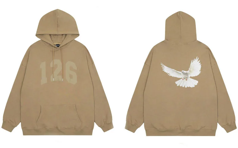 

Hoodie Sweatshirt Y2K Grunge Men Streetwear Hip Hop Pigeon Print Punk Gothic Oversized Hooded Harajuku Fashion Casual Pullover