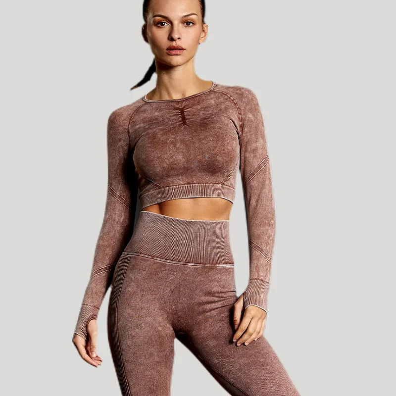 1/2 Piece Gym Set Women Push Up Fitness Leggings Yoga Suit Long Sleeve Sports Top Seamless Panties Workout Set Tights Activewear