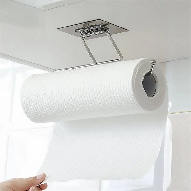 

1PC Paper Towel Rag Hanger Non Perforated Towel Rack Kitchen Toilet Rack Wall Hanging Towel Rod For Bathroom Kitchen Accessories