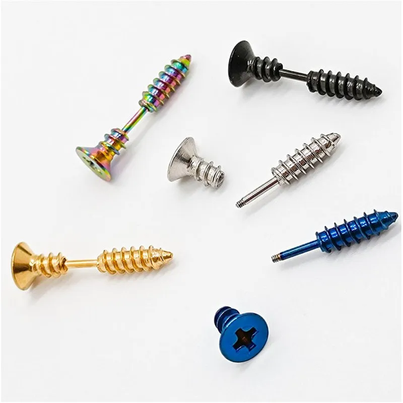 Винтовые серьги-гвоздики в стиле панк Спиральные серьги хип-хоп уличные