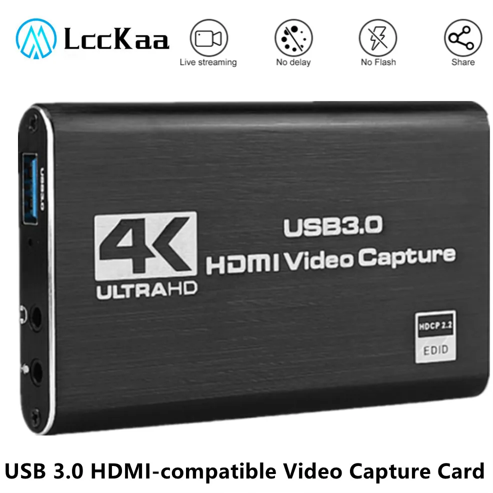 

LccKaa 4K USB 3.0 HDMI-compatible Video Capture Card 1080P HD Video Recorder Grabber For OBS Capturing Game Card Live Streaming