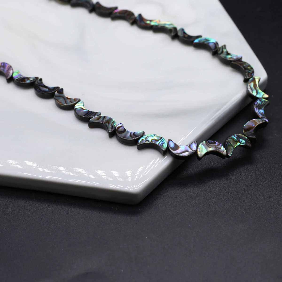 Natural Abalone Shell Beads Moon Shape Loose Spacer Bead for Jewelry Making Women Bracelet Necklace Accessories