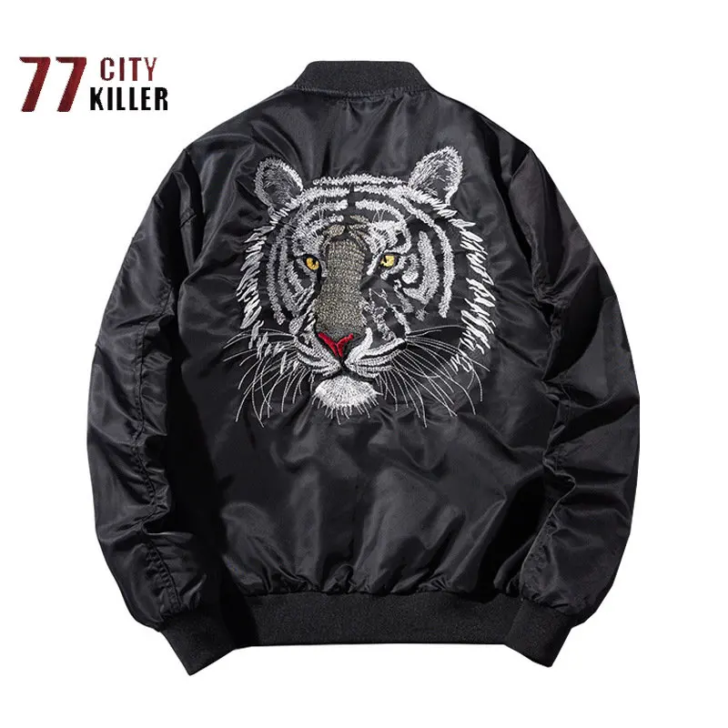 

Уличная Летающая куртка с вышивкой тигра MA-1 для мужчин, модная куртка для отдыха с круглым вырезом для мужчин, утепленная теплая Паркер для улицы