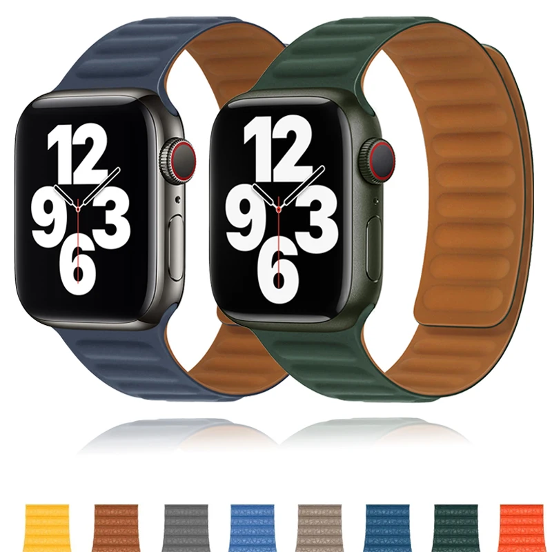 Silicone Link For Apple watch band 45mm 44mm 40mm 41mm 42mm Magnetic Loop bracelet iWatch series Ultra 49mm 8 7 6 SE 5 4 3 strap