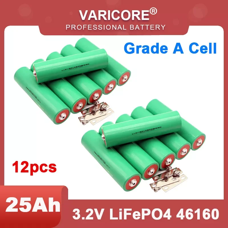 

NEW2023 12pcs 3.2V 25Ah battery pack LiFePO4 phosphate for 4S 12V 24V Motorcycle Car motor batteries modification M6 screw Grade