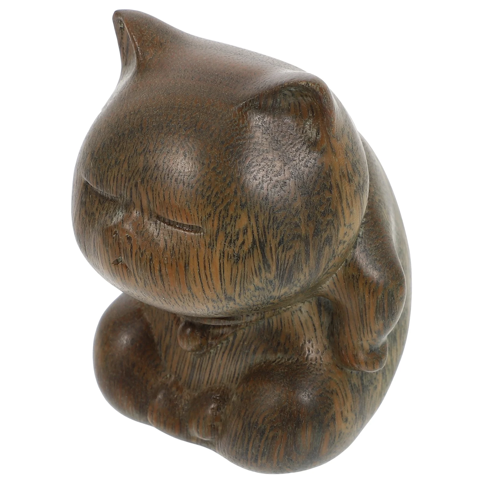

Green Sandalwood Craft Cat Ornament Exquisite Cat Figurine Home Desktop Cat Decor