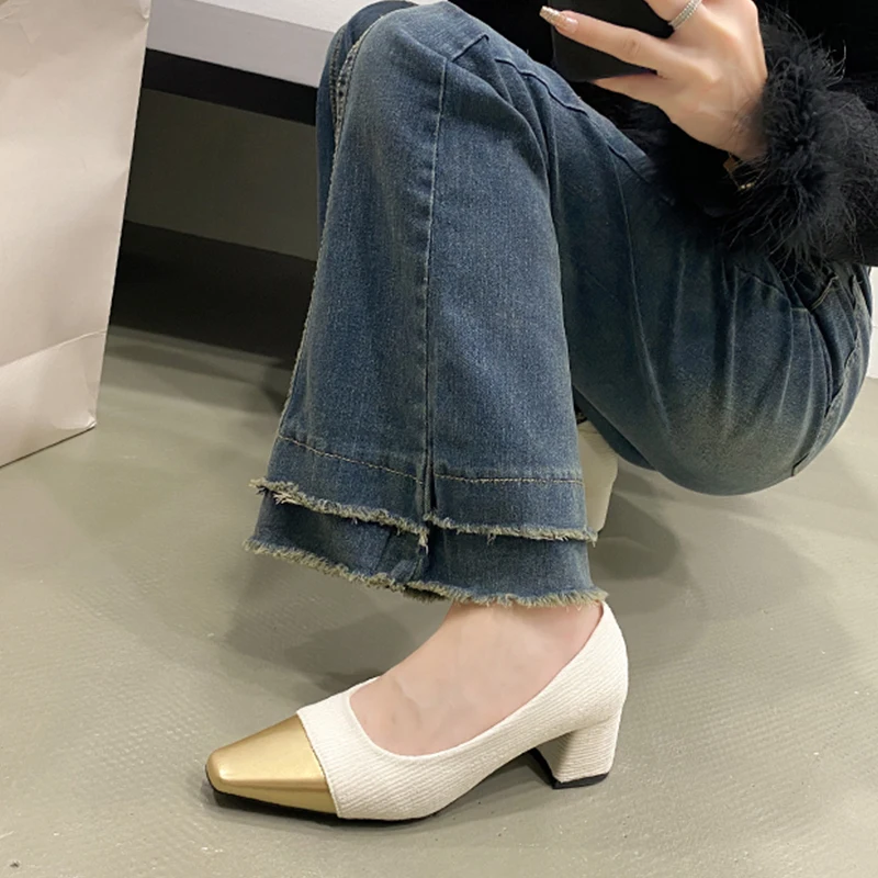 Изящные туфли на высоком массивном каблуке French Yip Sle маленькие крутые женские 2024