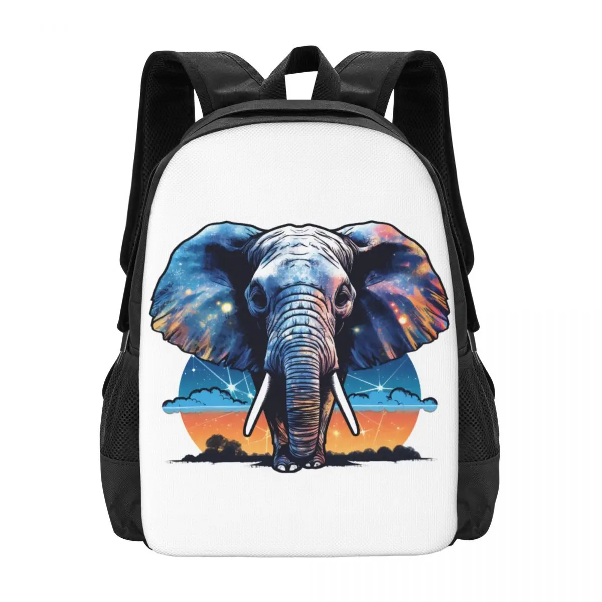 

Elephant Backpack Teen Sky Landscape Detail Design Big Backpacks Polyester Kawaii School Bags Workout Colorful Rucksack