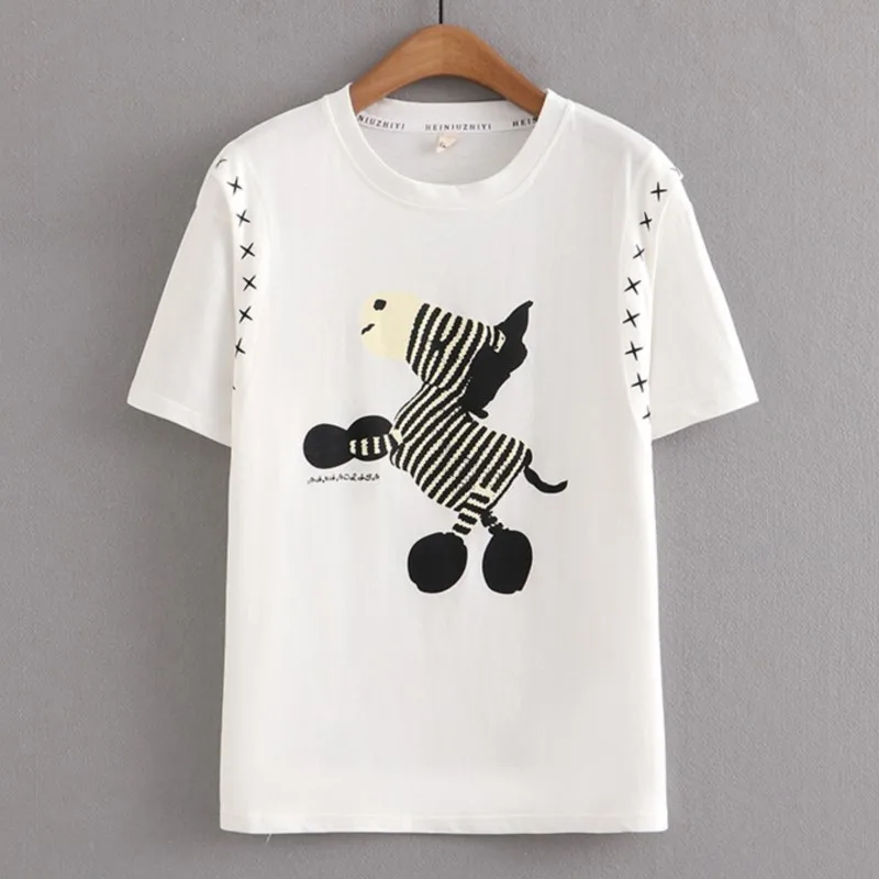 

Plus Size T-Shirt Women Clothing Cute Zebra Print O-Neck Tees Short Sleeve Curve Tops Summer 2023