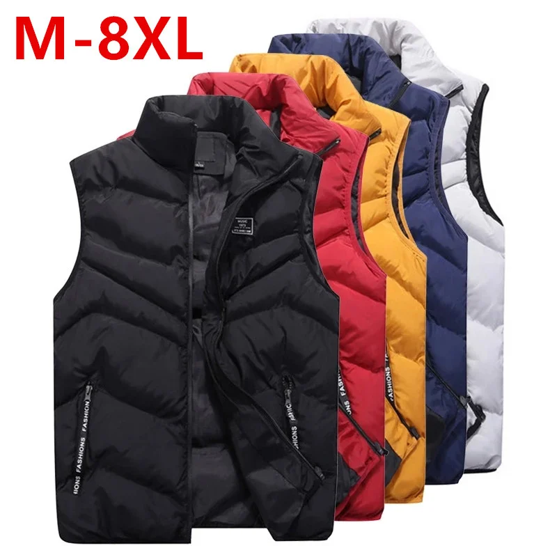 

8XL 7XL Plus size vest men Brand Men Jacket Sleeveless Vests Winter Jackets man Casual Coats Men's Vest Cotton Thicken Waistcoat