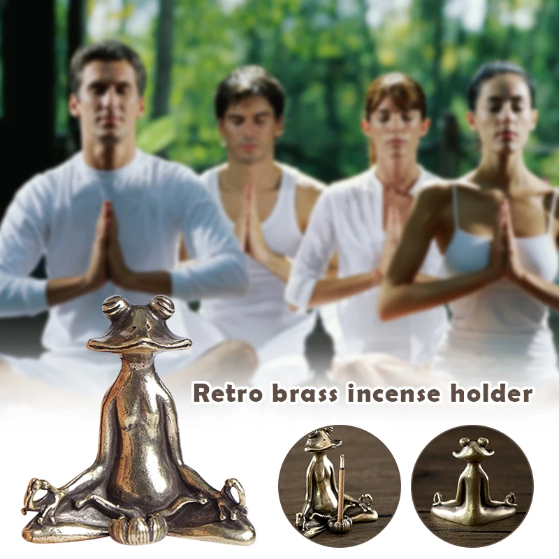 

Frog Copper Incense Stick Holder with Lotus Leaf Ash Catcher Handmade Incense Frog Copper Incense Stick Holder Cute Decoration