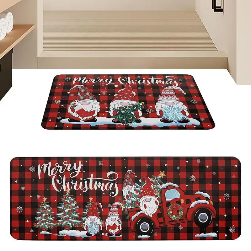 

2PCS Gnome Door Mat Front Porch Rugs Christmas Welcome Gnome Doormat Outdoor Entrance Decorative Mat For Winter Home Kitchen