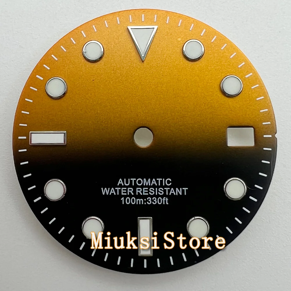 NH35 29 мм Циферблат часов Стерильный Черный Оранжевый Зеленый Желтый Светящийся
