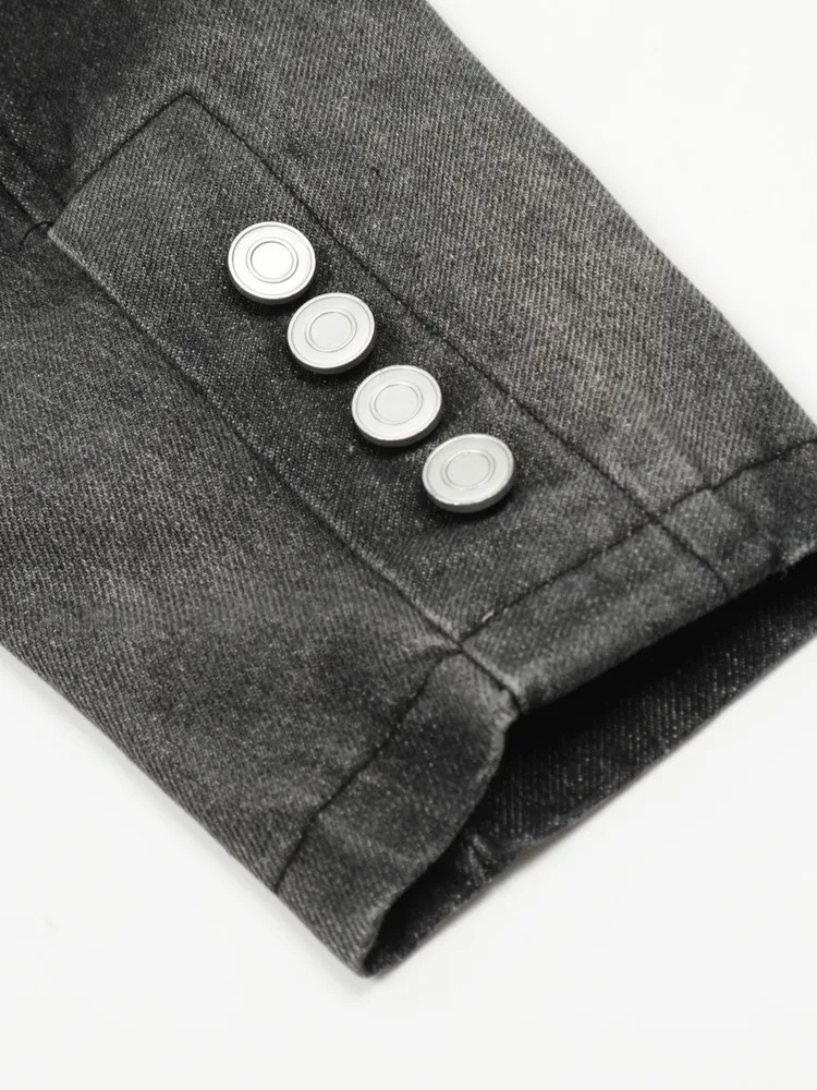 DEAT женский джинсовый плащ с зубчатым воротником свободный однобортный стираный