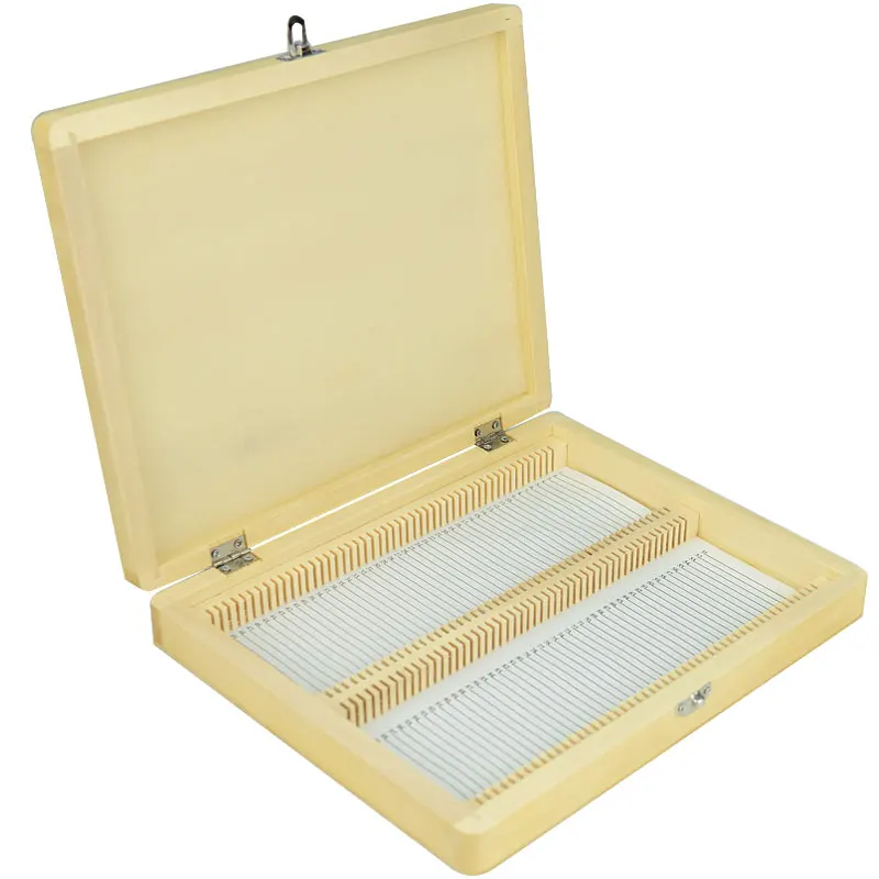 

Professional Microscope Slides Box Case Wooden Container Storage Holder for 100 PCS Microscope Slides