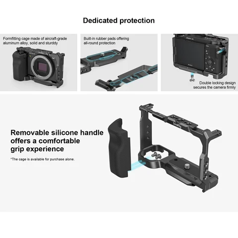 Smallrig Клетка для камеры с силиконовой ручкой Grip, встроенными резьбовыми отверстиями, холодным башмаком, быстросъемной площадкой Arca-Swiss для Sony ZV-E10