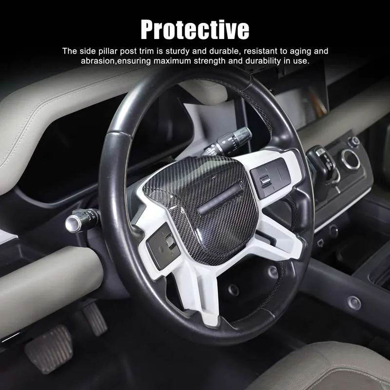 Фото Для Land Rover Defender 90 110 130 2020-2025 настоящая карбоновая рама рулевого колеса автомобиля, накладка, наклейка, автомобильные аксессуары №4