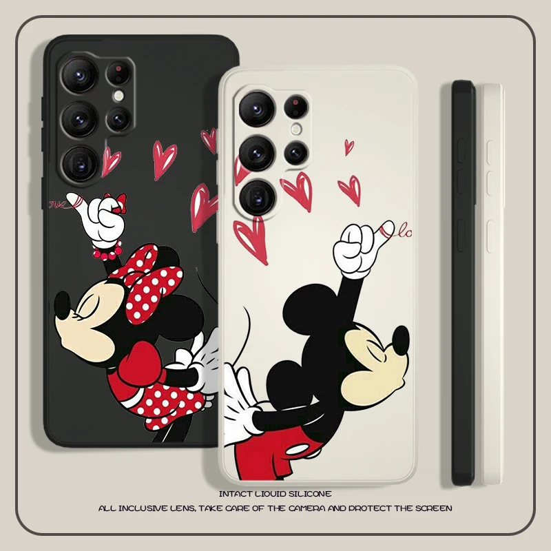 

Disney Mouse Minnie Mickey Love For Samsung S23 S22 S21 Ultra S20 FE S10 S9 Plus Lite 5G Liquid Rope Phone Case Cover
