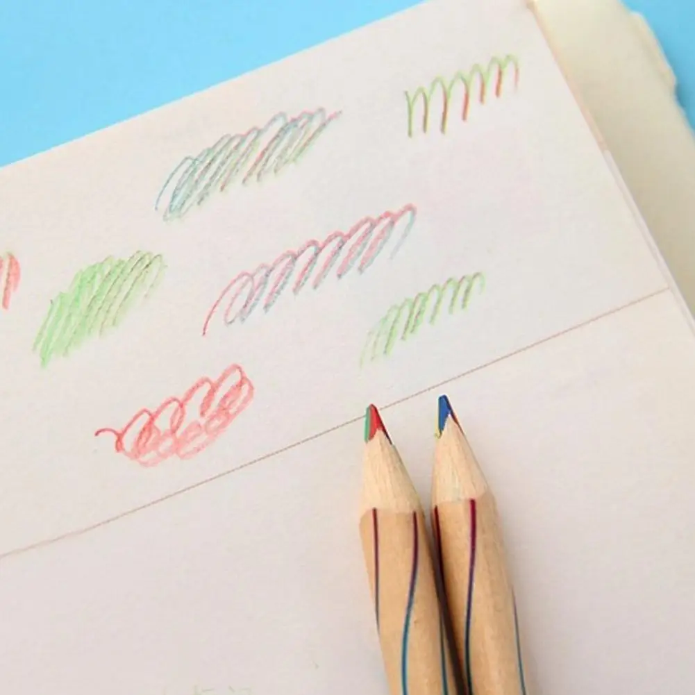 

10pcs Diy Cute Kawaii Wooden Colored Pencil 4 In 1 Wood Rainbow Color Pencil For Kid School Graffiti Drawing Painting W6h4